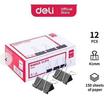 Kẹp sắt đen DELI 38562 41mm 12 chiếc - Image 1