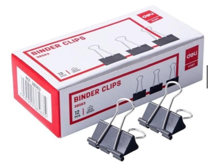 Kẹp sắt đen DELI 38563 32mm 12 chiếc