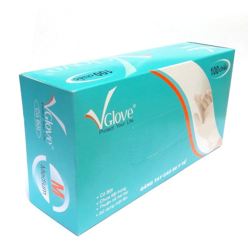 Găng tay cao su y tế Vglove có bột size L - Image 1