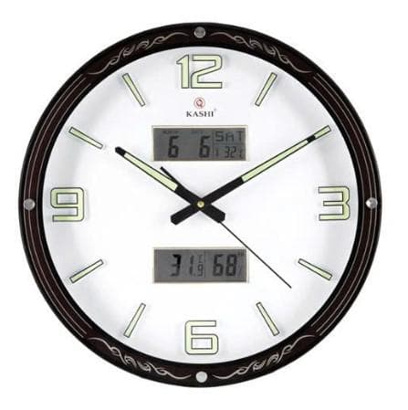 Đồng hồ treo tường tích hợp ngày tháng độ ẩm Kashi HM333