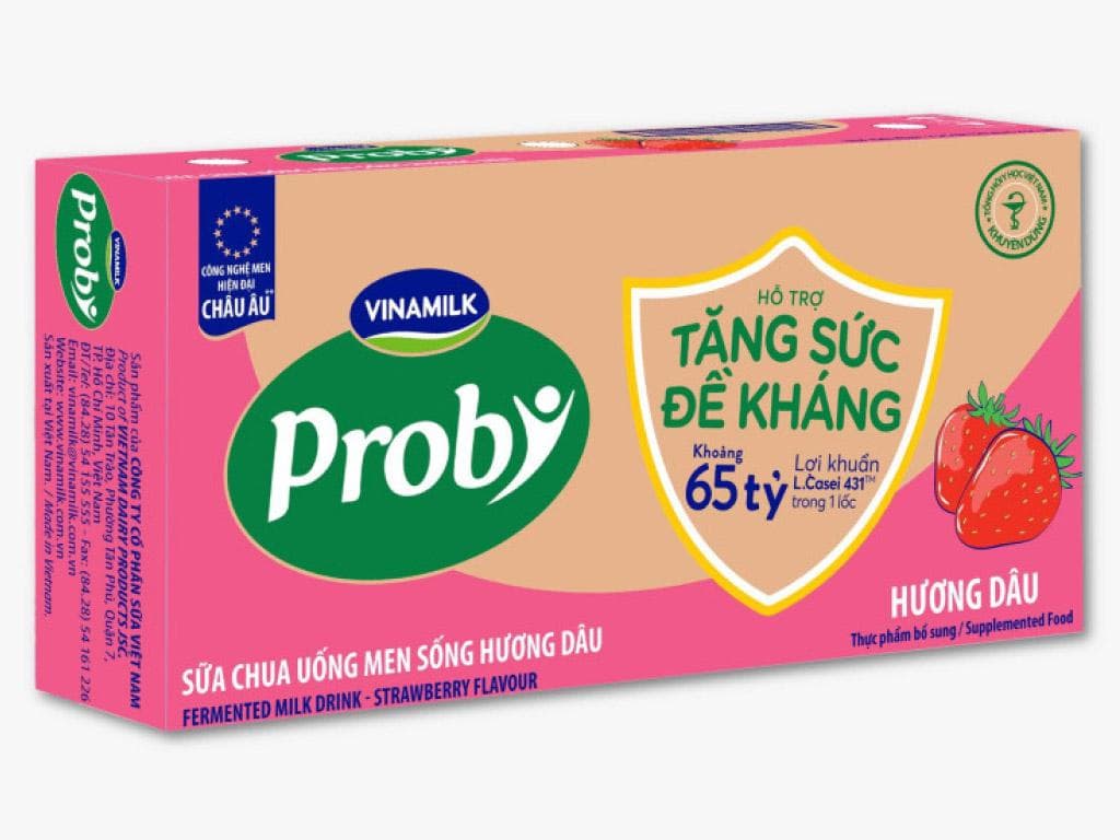Thùng sữa chua uống men sống hương dâu Vinamilk 65ml