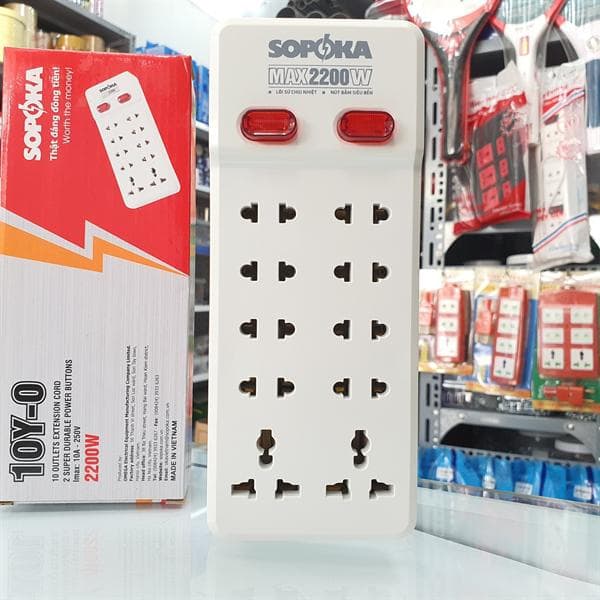 Ổ cắm điện 10 lỗ không dây sopoka 2200w - Image 1