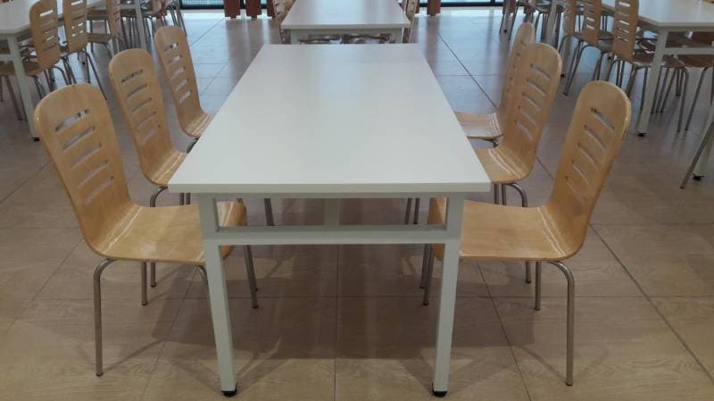 Bàn ăn khung sắt mặt gỗ BA6G 1600x750x750mm