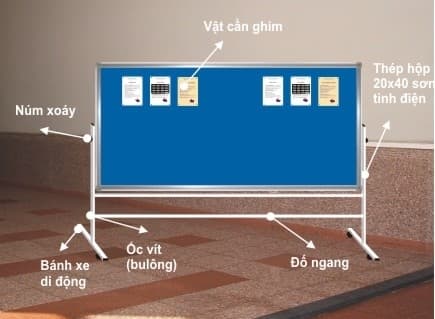 Bảng nỉ ghim di động 2 mặt chân đa năng 1200 x 800