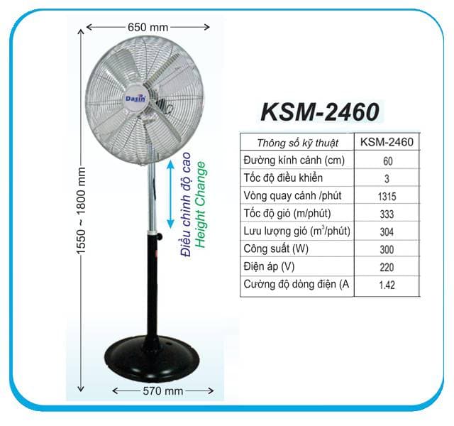 Quạt đứng công nghiệp Dasin KSM-2460 - Image 1