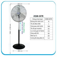 Quạt đứng công nghiệp Dasin KSM-3076-380V (3 phase) - Image 1