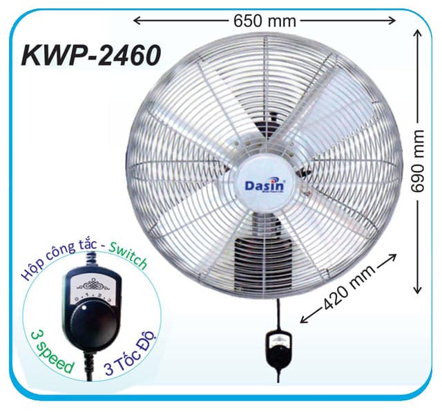Quạt treo tường Dasin KWP-2460 - Image 1